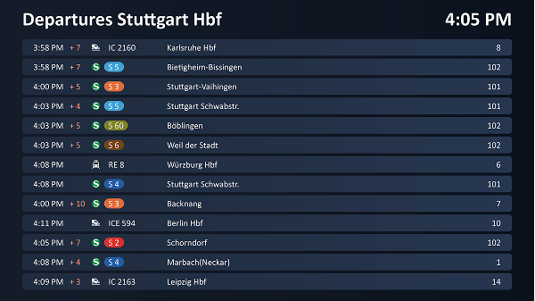 Digital bulletin board – Deutsche Bahn departure board