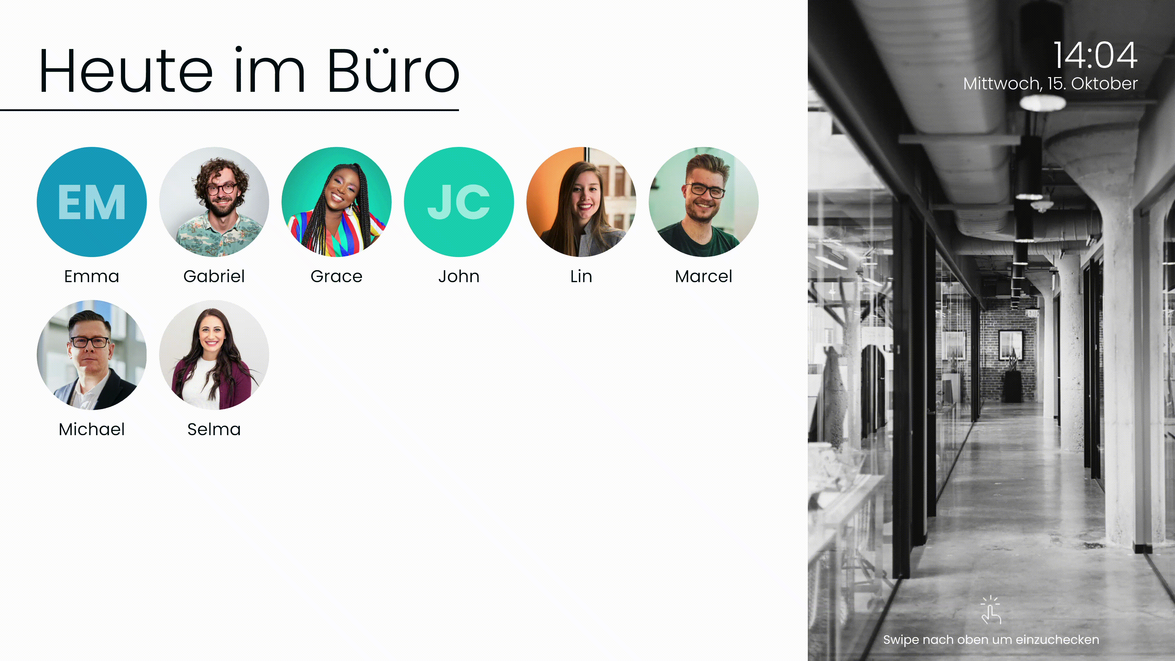 Peakboard Template: Smartes Check-in System für das Büro