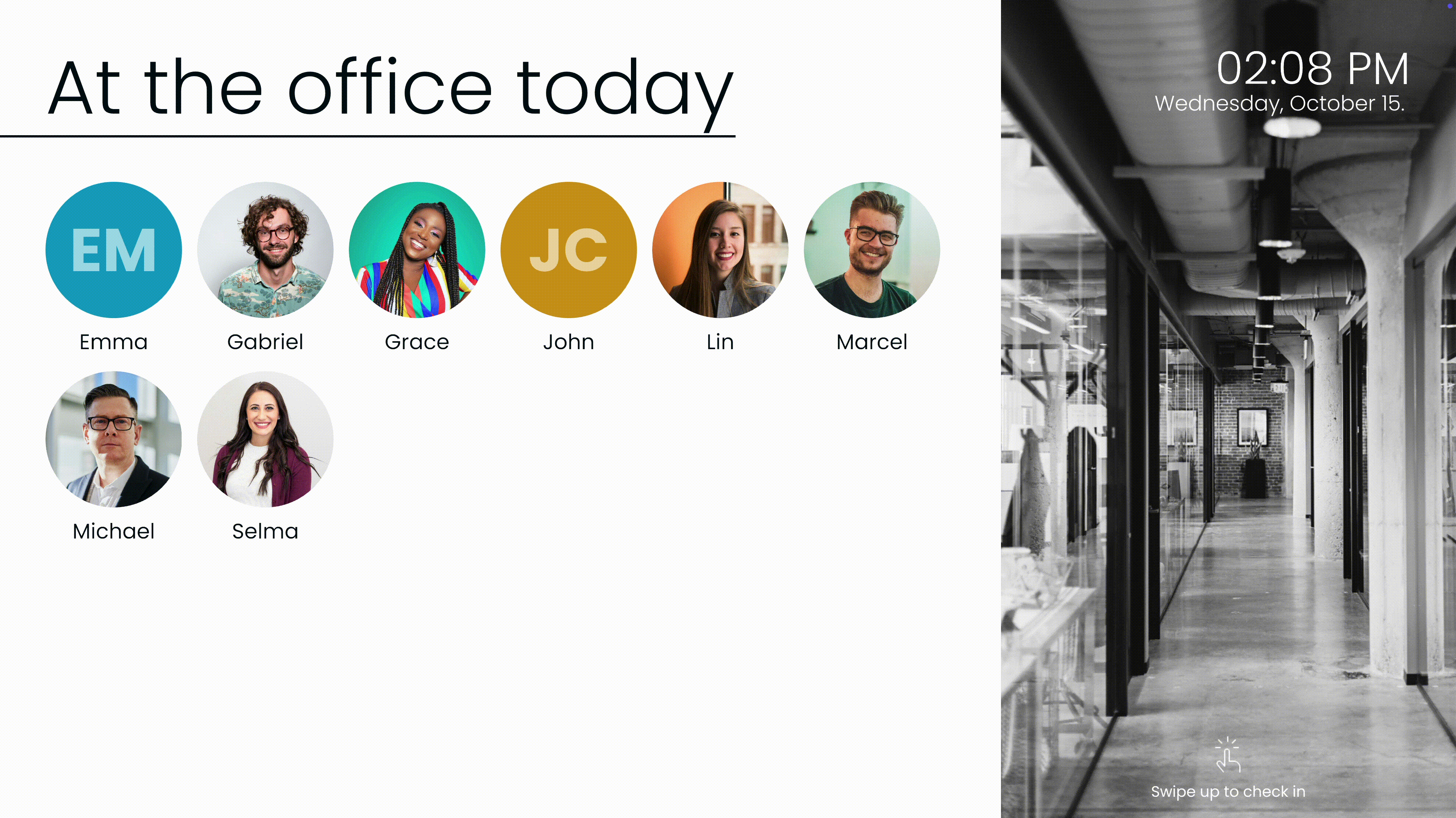 Peakboard Template: Smart check-in system for the office
