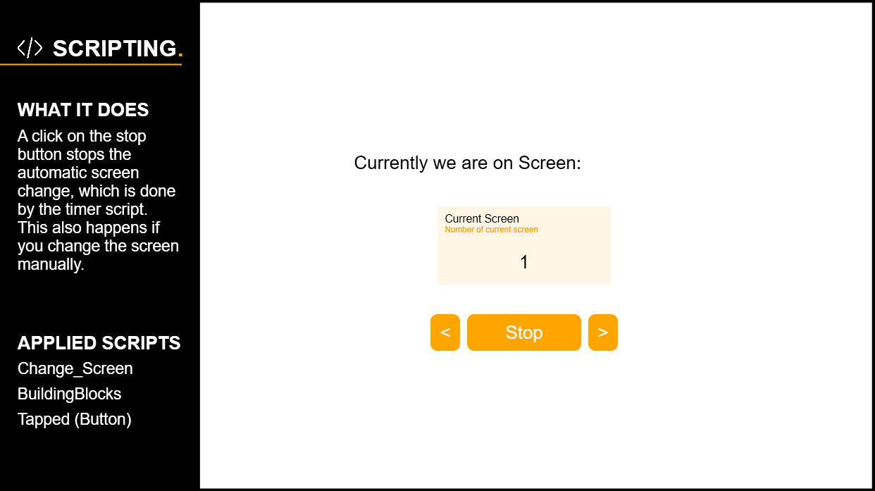 Script example for an interactive screen change