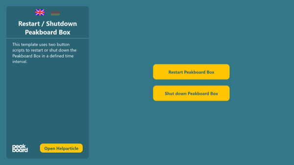 Script example for restart and shutdown of a Peakboard Box