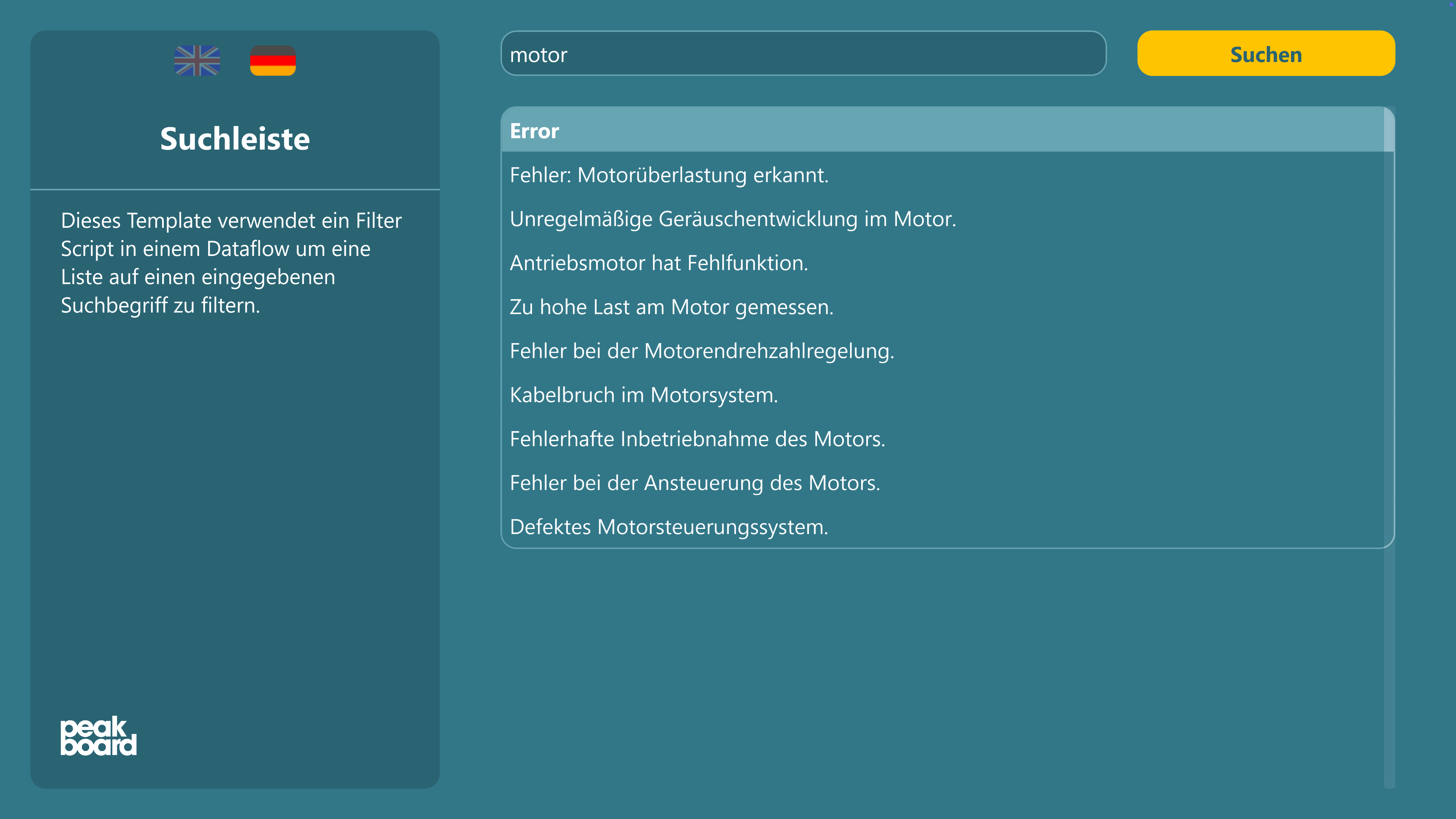 Peakboard Template: Skript-Beispiel für eine Suchleiste